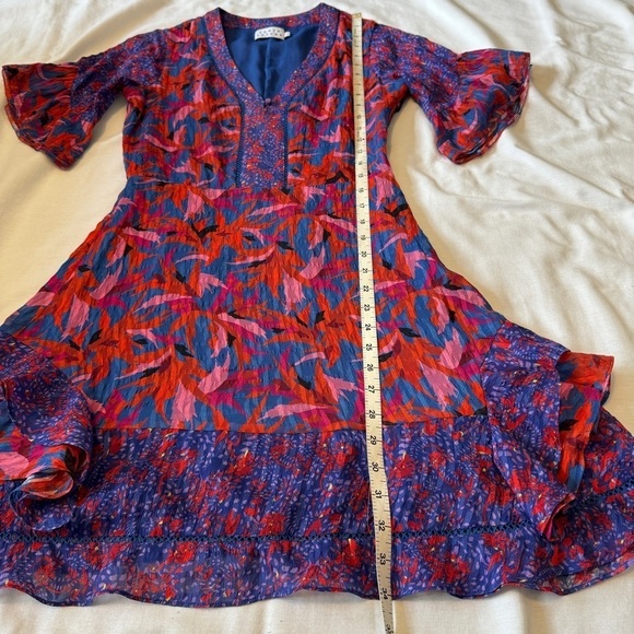 Tanya Taylor 0 Silk Blend Blue & Pink Mini Dress ~ Flirty Flutter Fairy Party - Picture 7 of 9